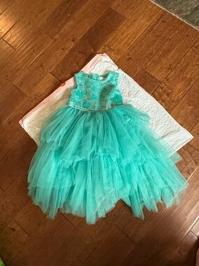 Turquoise Tulle Ariel inspired Ruffled Party Dress